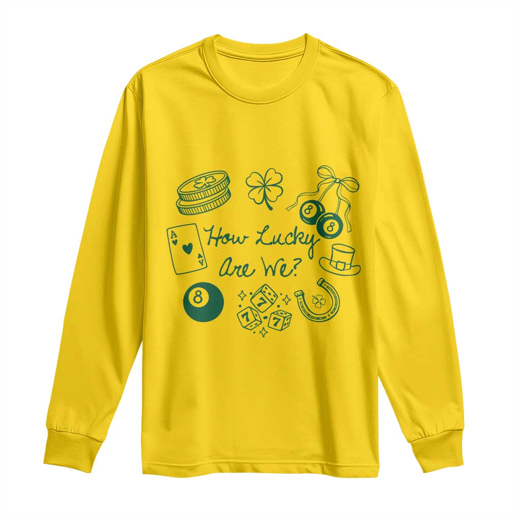 How Lucky Are We Long Sleeve Shirt Irish Shamrock Horseshoe St Patricks Day