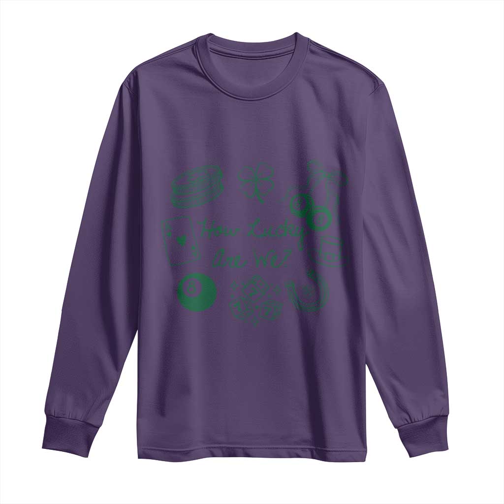 How Lucky Are We Long Sleeve Shirt Irish Shamrock Horseshoe St Patricks Day