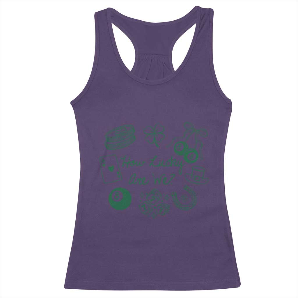 How Lucky Are We Racerback Tank Top Irish Shamrock Horseshoe St Patricks Day
