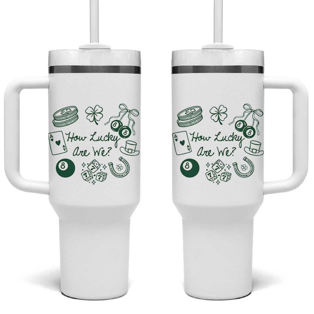 How Lucky Are We Tumbler With Handle Irish Shamrock Horseshoe St Patricks Day
