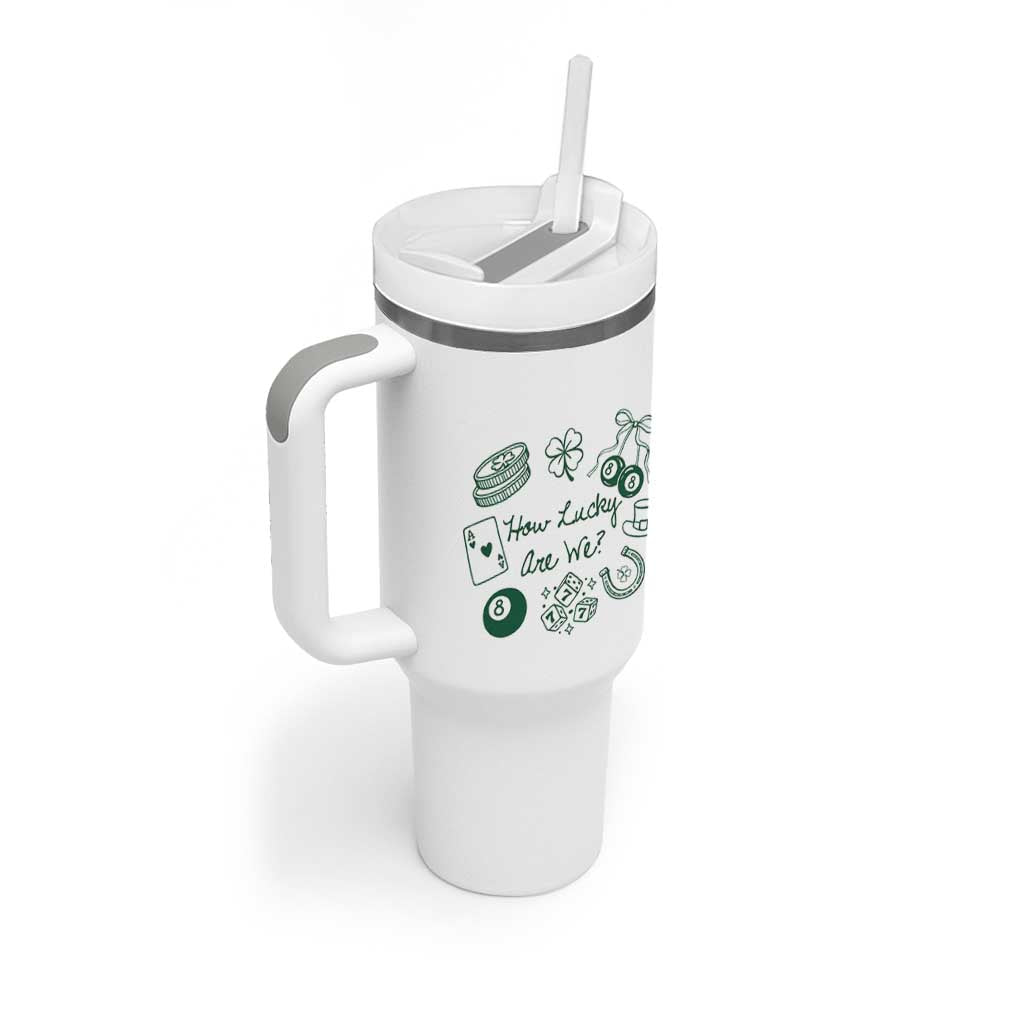 How Lucky Are We Tumbler With Handle Irish Shamrock Horseshoe St Patricks Day