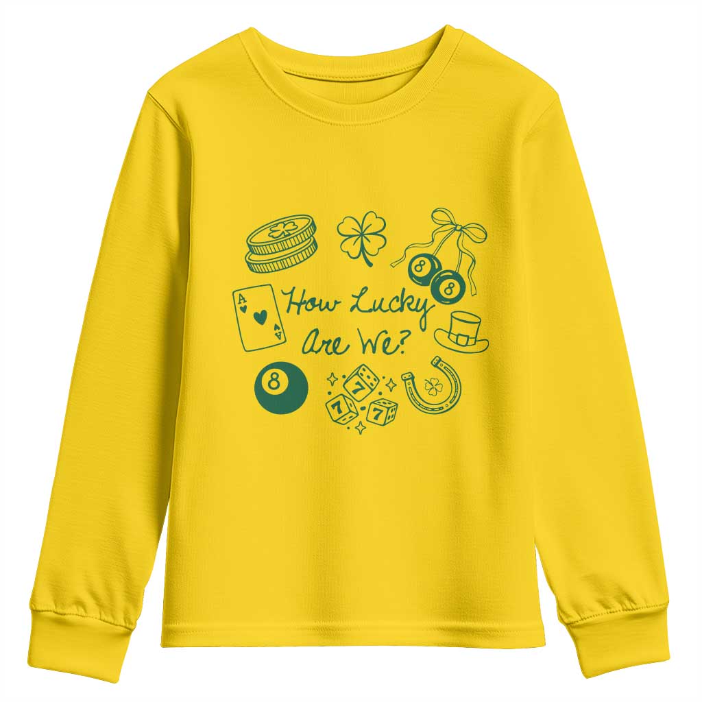 How Lucky Are We Youth Sweatshirt Irish Shamrock Horseshoe St Patricks Day