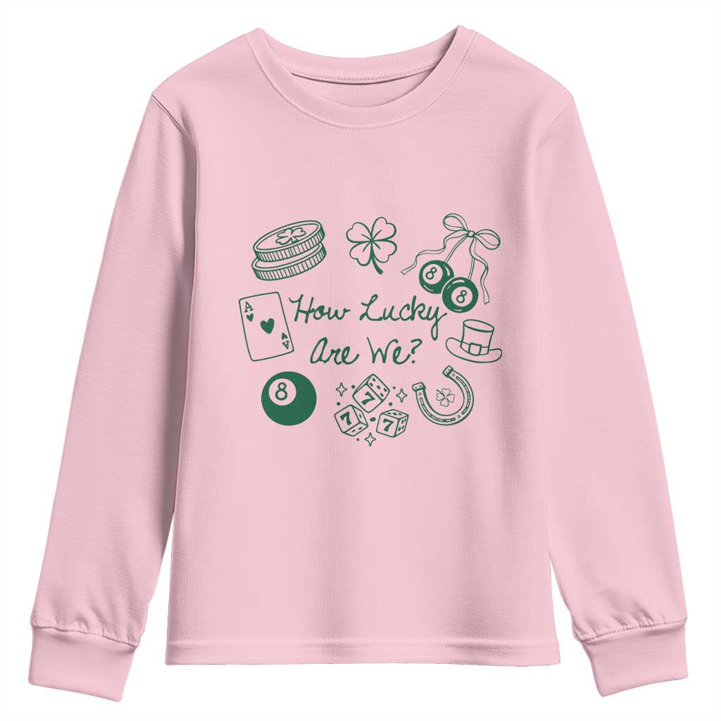 How Lucky Are We Youth Sweatshirt Irish Shamrock Horseshoe St Patricks Day