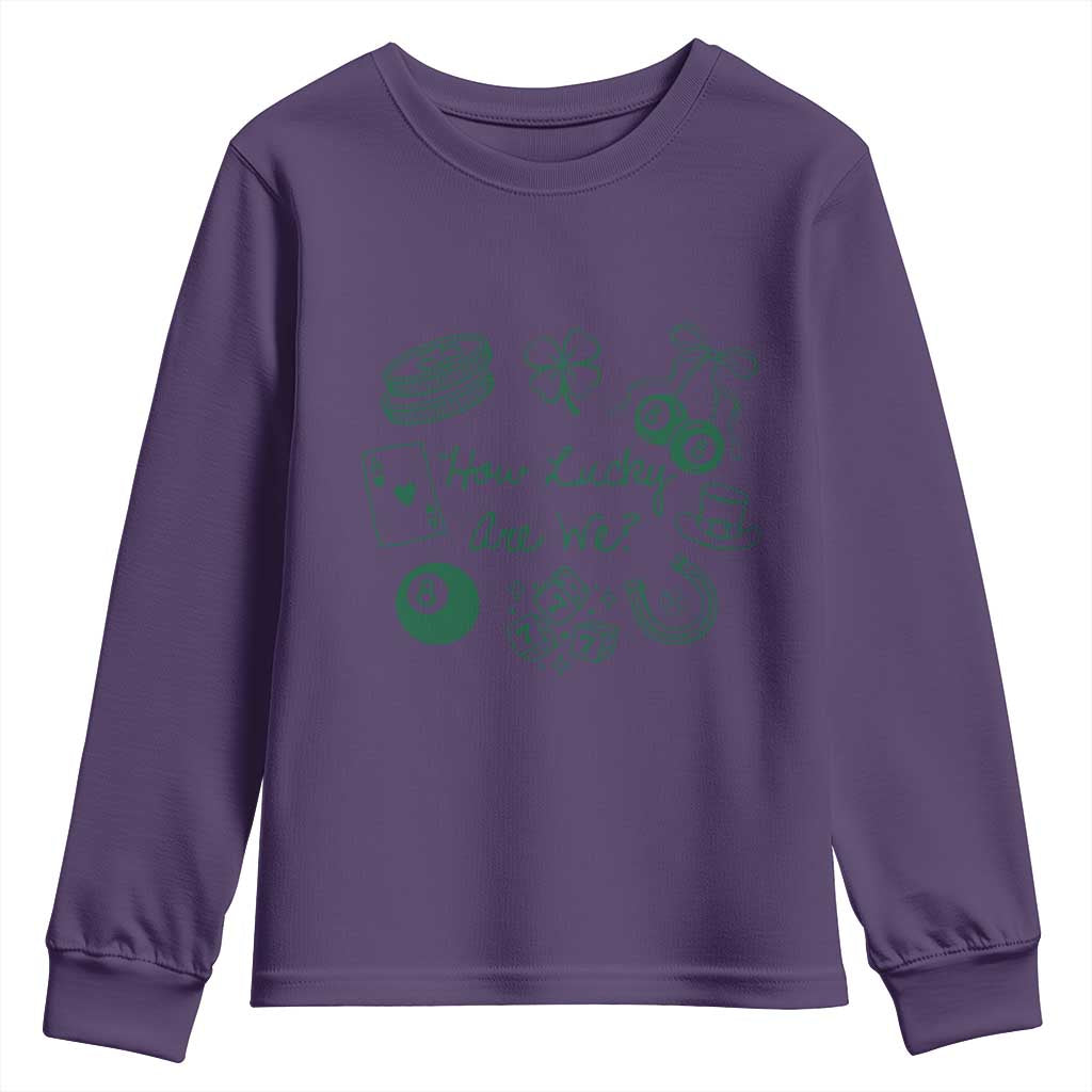 How Lucky Are We Youth Sweatshirt Irish Shamrock Horseshoe St Patricks Day