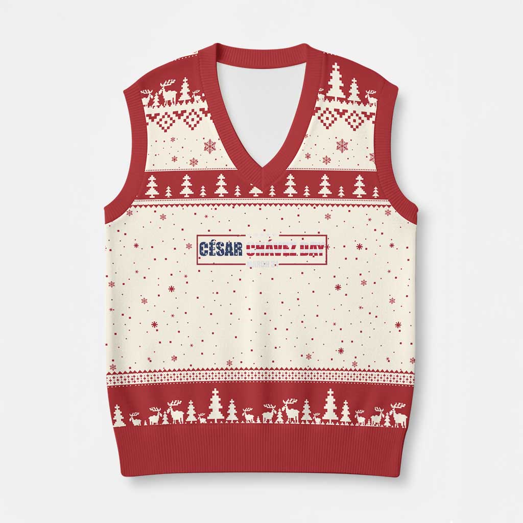 Cesar Chavez V-Neck Knit Sweater Vest Hispanic Heritage Month Mexican Immigrant