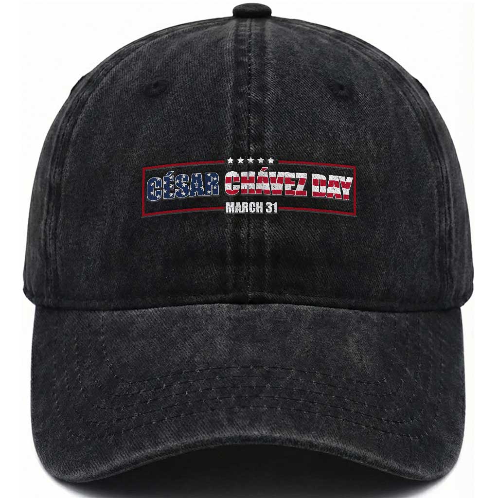Cesar Chavez Washed Cotton Baseball Cap Hispanic Heritage Month Mexican Immigrant