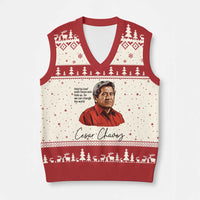 Cesar Chavez Quote V-Neck Knit Sweater Vest 31 March Celebration Day