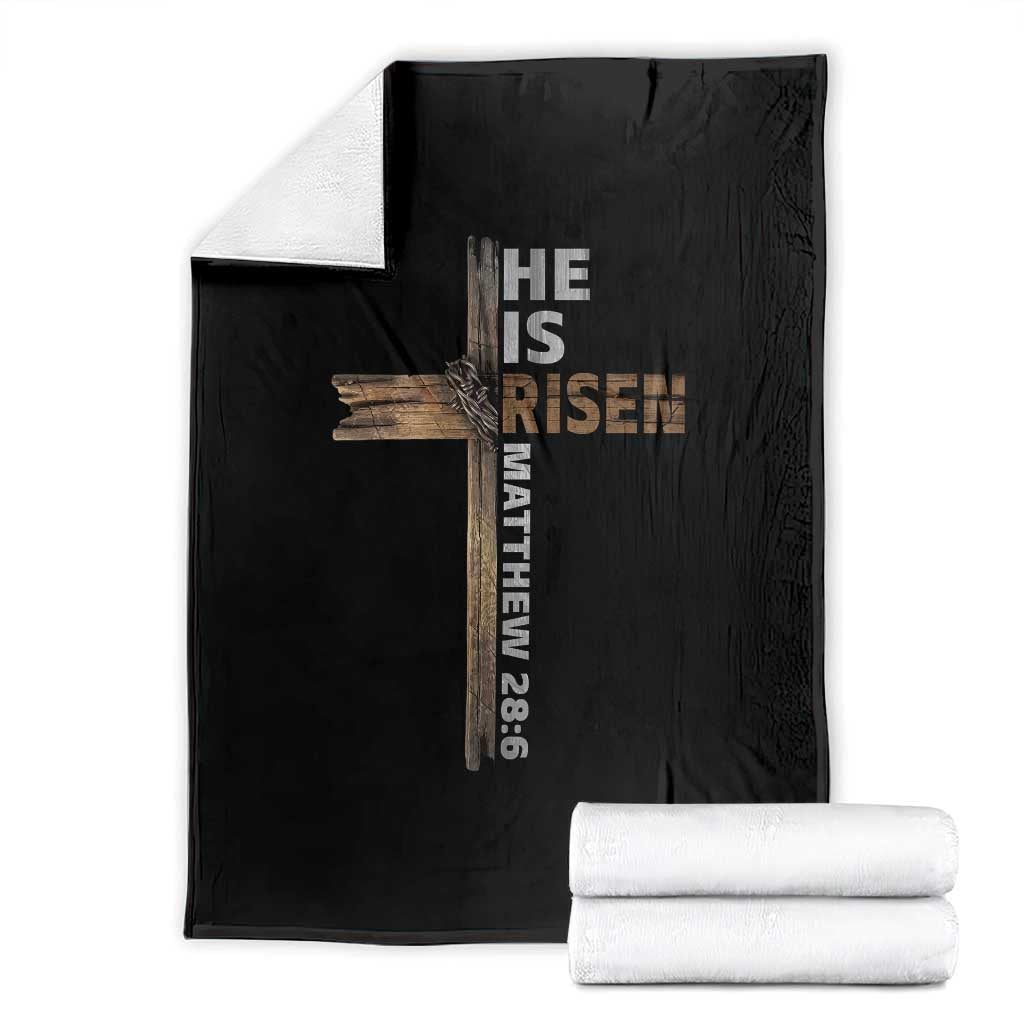 He is Risen Christian Throw Blanket Easter Cross Jesus Christian