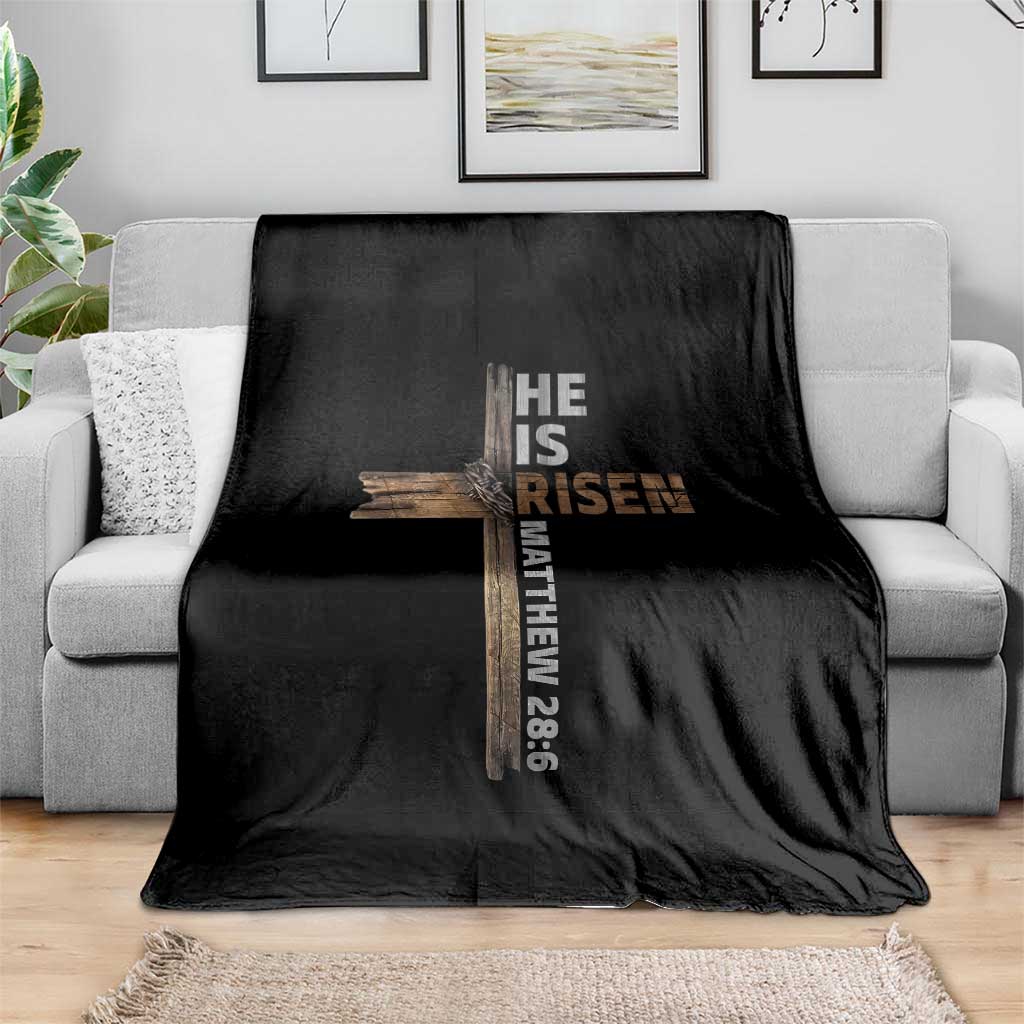 He is Risen Christian Throw Blanket Easter Cross Jesus Christian