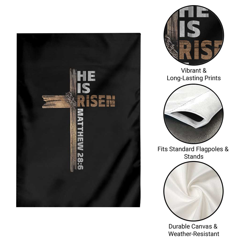 He is Risen Christian Garden Flag Easter Cross Jesus Christian