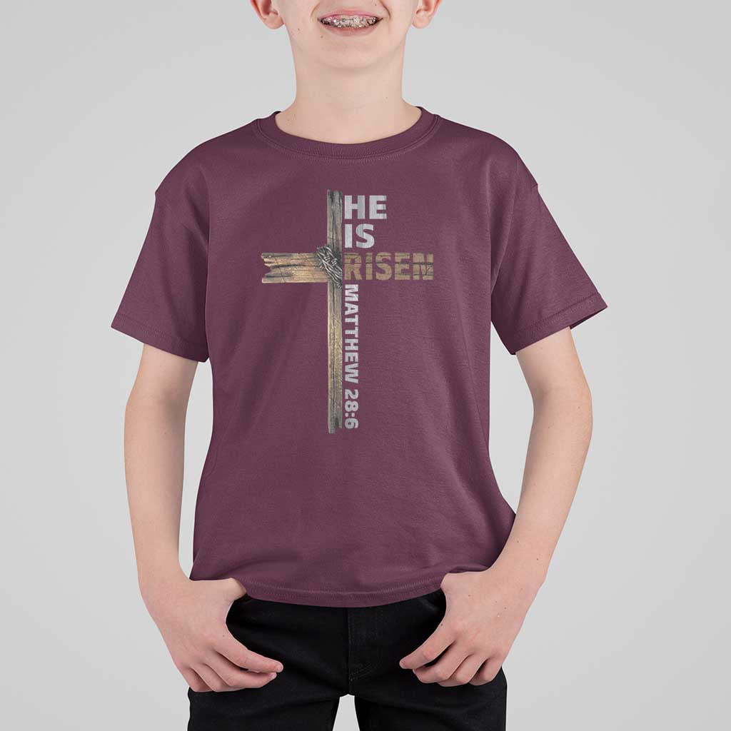 He is Risen Christian T Shirt For Kid Easter Cross Jesus Christian