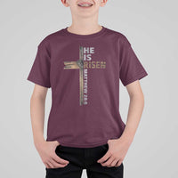 He is Risen Christian T Shirt For Kid Easter Cross Jesus Christian