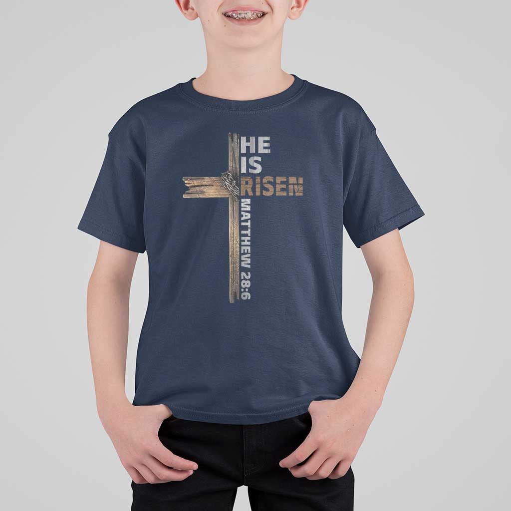 He is Risen Christian T Shirt For Kid Easter Cross Jesus Christian