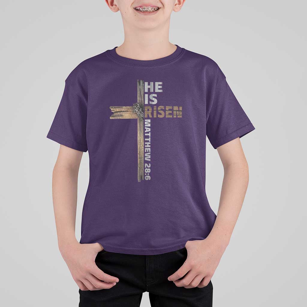 He is Risen Christian T Shirt For Kid Easter Cross Jesus Christian