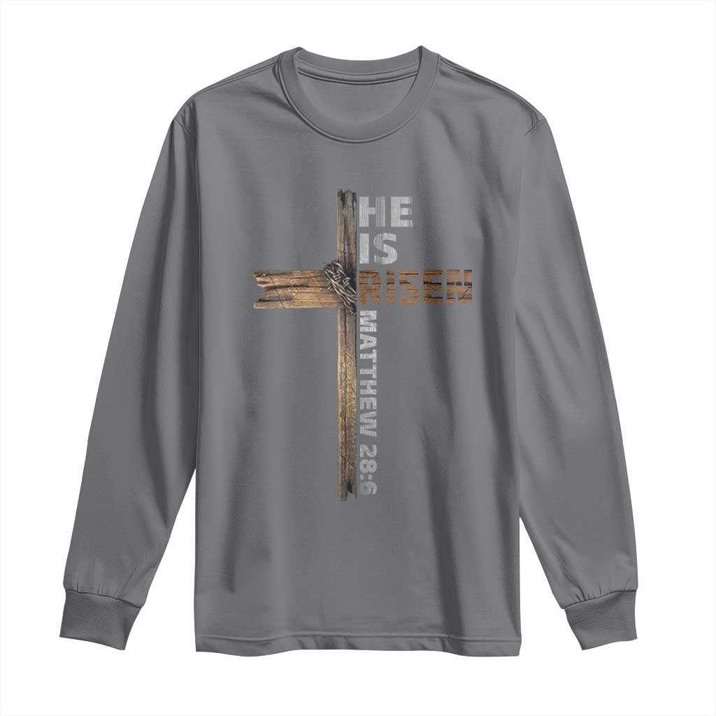 He is Risen Christian Long Sleeve Shirt Easter Cross Jesus Christian