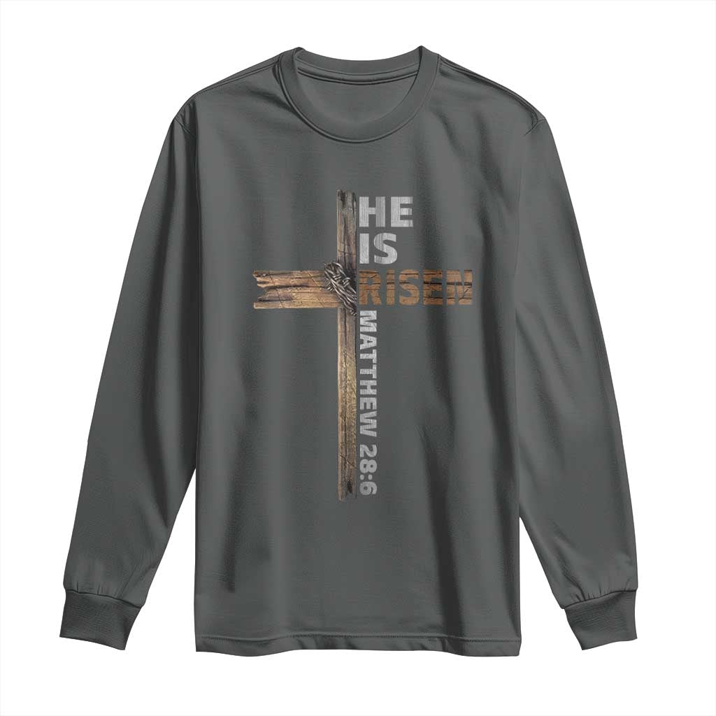 He is Risen Christian Long Sleeve Shirt Easter Cross Jesus Christian