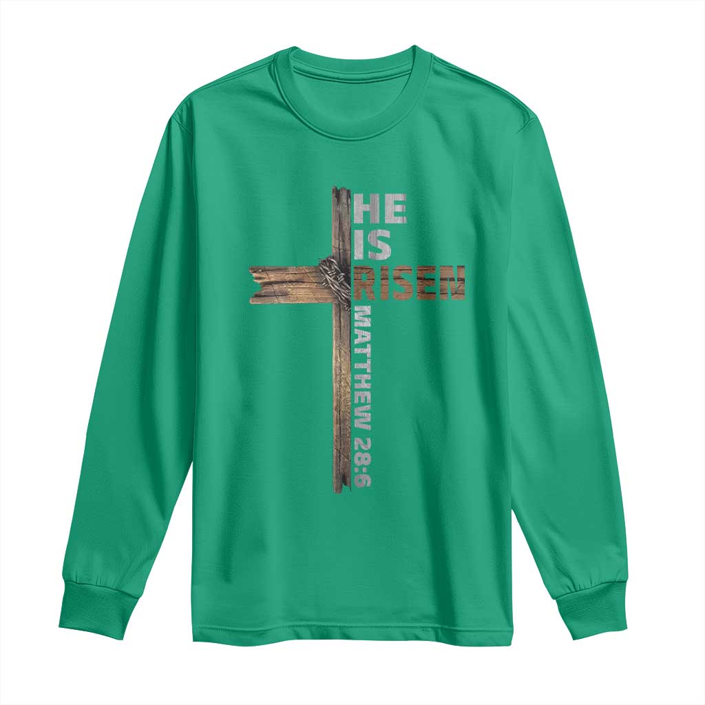 He is Risen Christian Long Sleeve Shirt Easter Cross Jesus Christian