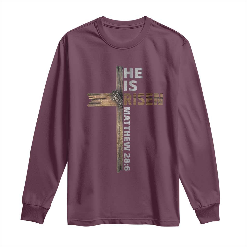 He is Risen Christian Long Sleeve Shirt Easter Cross Jesus Christian
