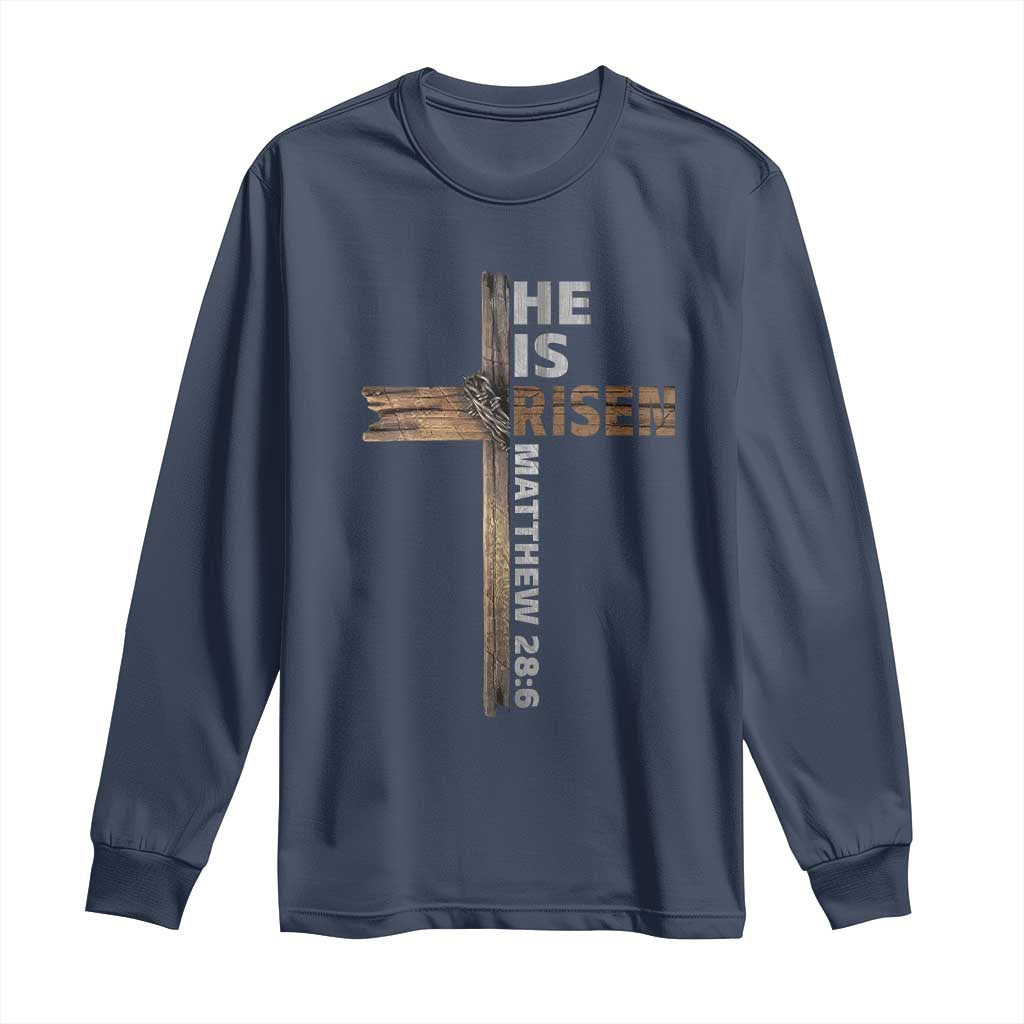 He is Risen Christian Long Sleeve Shirt Easter Cross Jesus Christian
