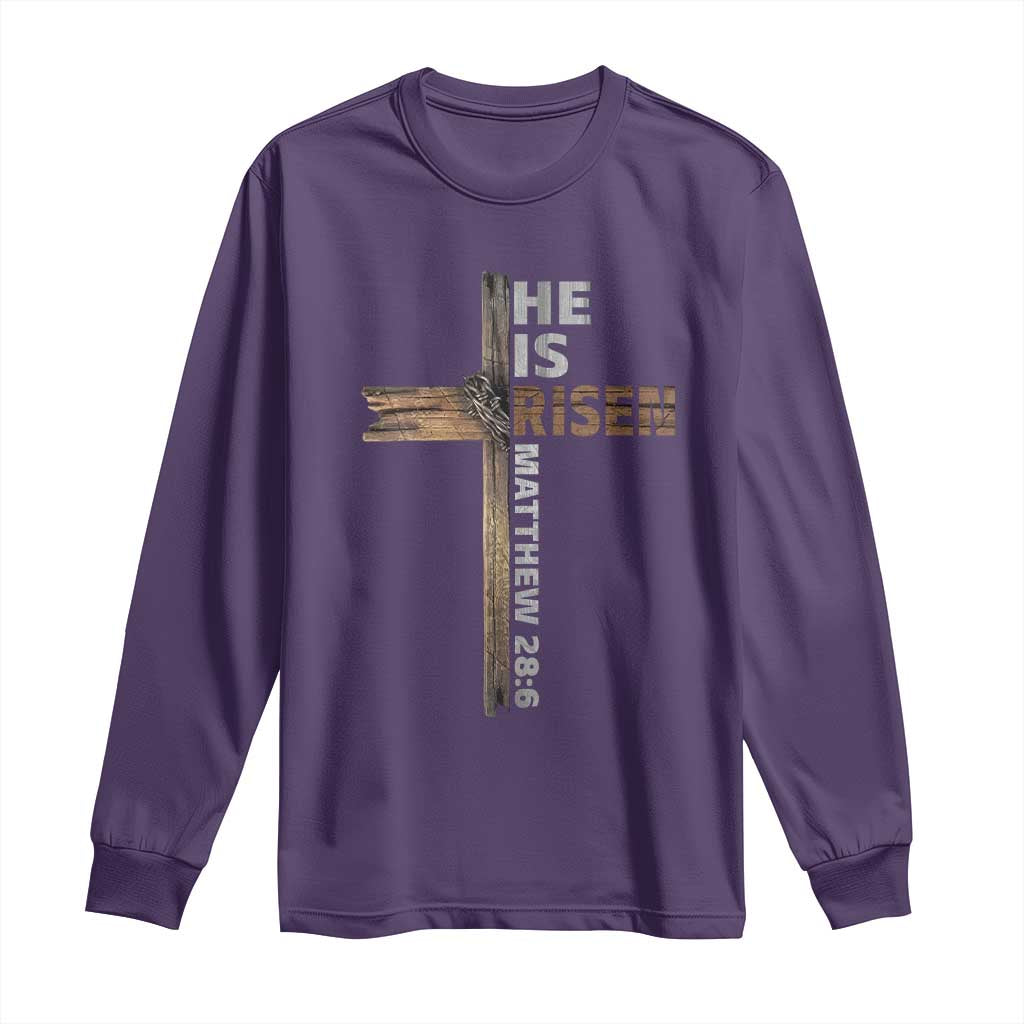 He is Risen Christian Long Sleeve Shirt Easter Cross Jesus Christian