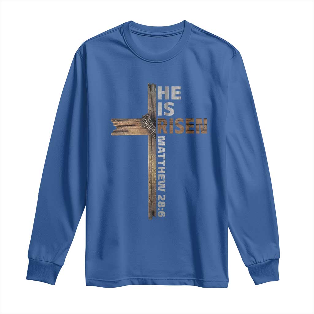 He is Risen Christian Long Sleeve Shirt Easter Cross Jesus Christian