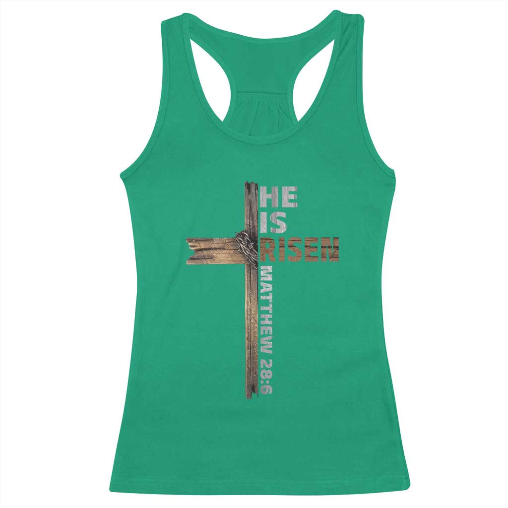 He is Risen Christian Racerback Tank Top Easter Cross Jesus Christian