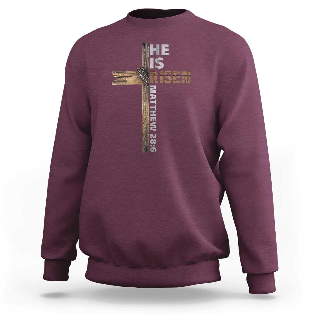 He is Risen Christian Sweatshirt Easter Cross Jesus Christian