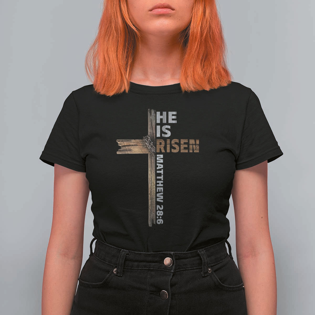 He is Risen Christian T Shirt For Women Easter Cross Jesus Christian
