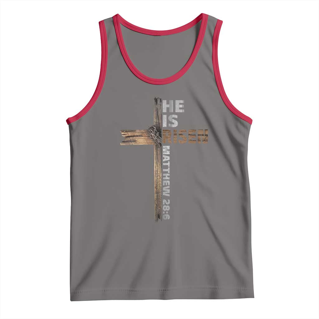 He is Risen Christian Tank Top Easter Cross Jesus Christian