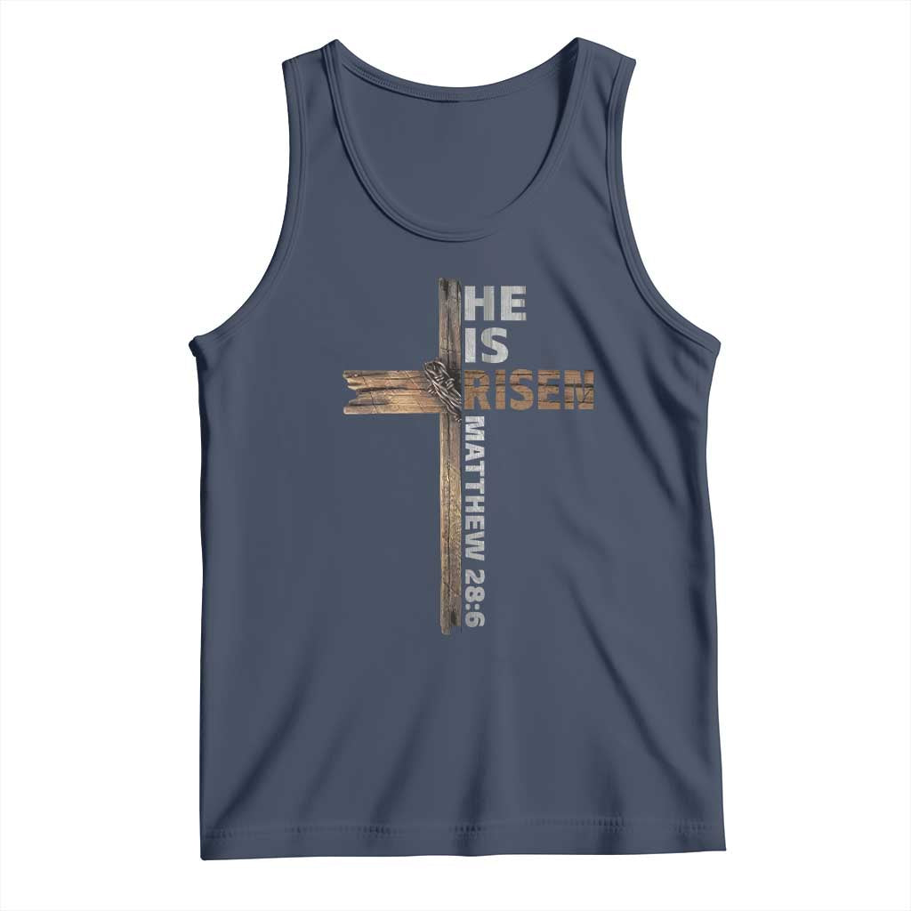 He is Risen Christian Tank Top Easter Cross Jesus Christian