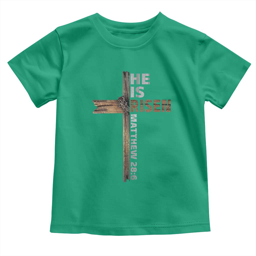 He is Risen Christian Toddler T Shirt Easter Cross Jesus Christian