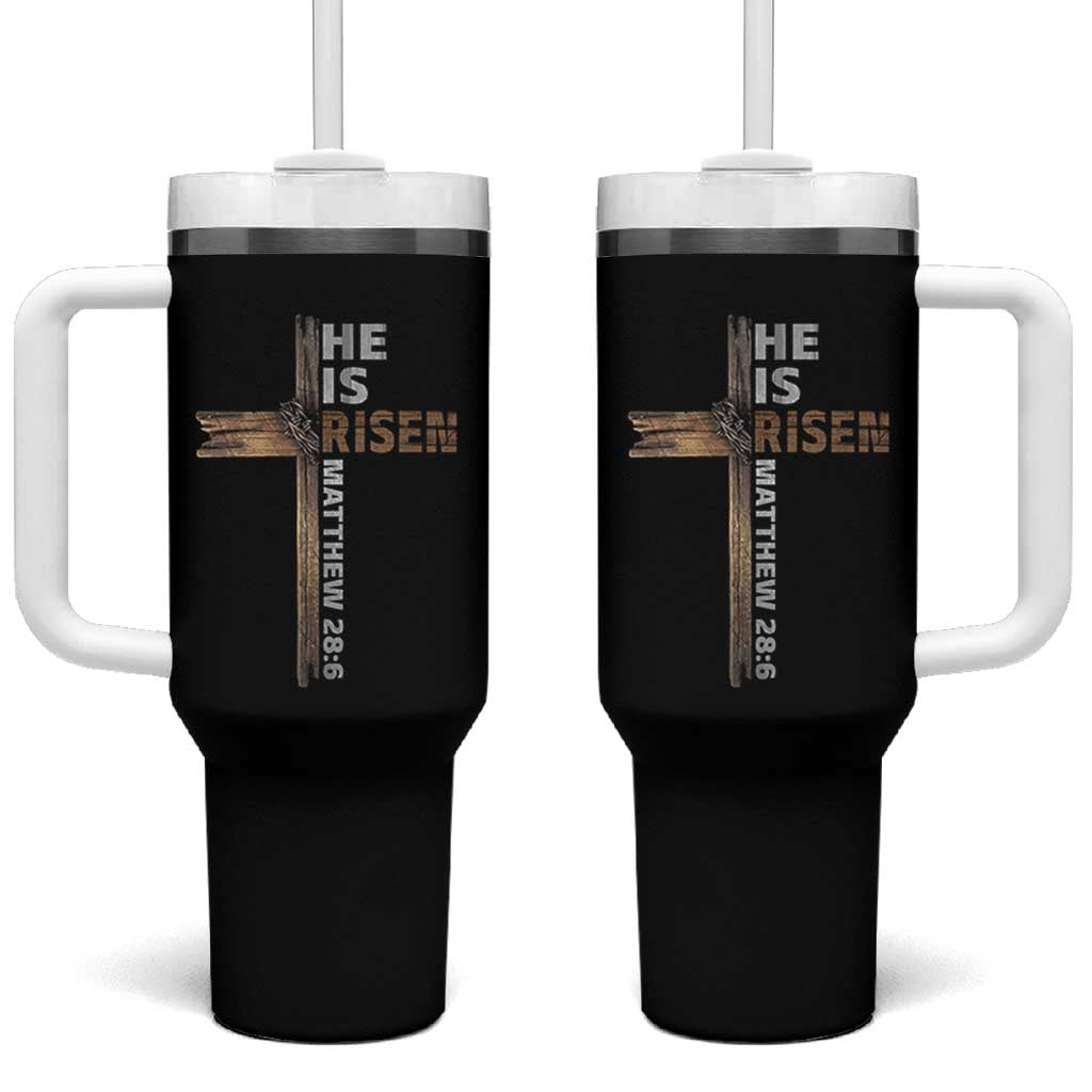 He is Risen Christian Tumbler With Handle Easter Cross Jesus Christian