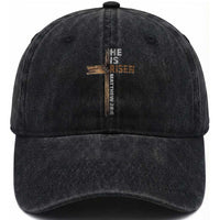 He is Risen Christian Washed Cotton Baseball Cap Easter Cross Jesus Christian