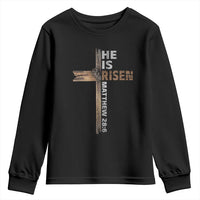 He is Risen Christian Youth Sweatshirt Easter Cross Jesus Christian