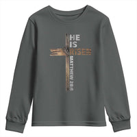 He is Risen Christian Youth Sweatshirt Easter Cross Jesus Christian
