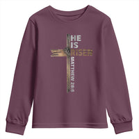 He is Risen Christian Youth Sweatshirt Easter Cross Jesus Christian