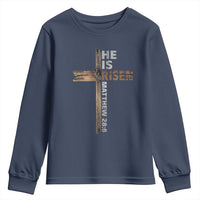 He is Risen Christian Youth Sweatshirt Easter Cross Jesus Christian