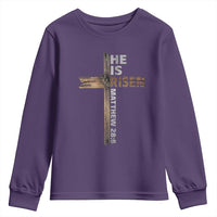 He is Risen Christian Youth Sweatshirt Easter Cross Jesus Christian