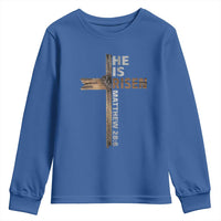 He is Risen Christian Youth Sweatshirt Easter Cross Jesus Christian