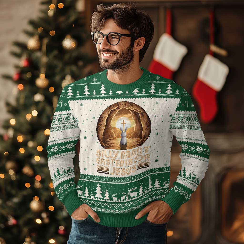 Silly Rabbit Easter Is For Jesus Ugly Christmas Sweater Christian Jesus Easter