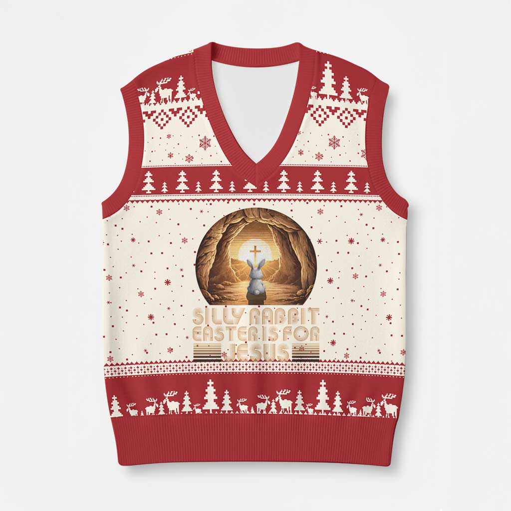 Silly Rabbit Easter Is For Jesus V-Neck Knit Sweater Vest Christian Jesus Easter