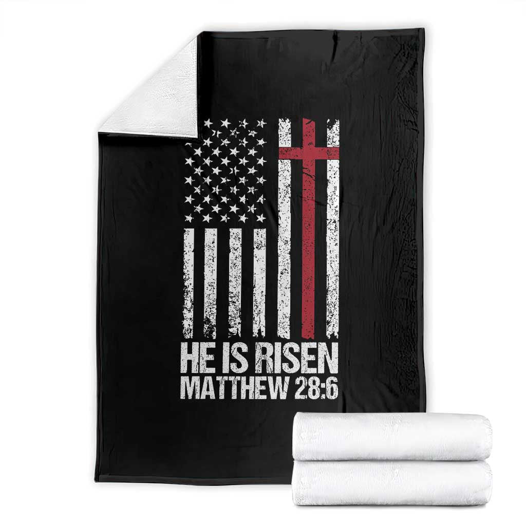 He Is Rise Throw Blanket Christian American Flag Easter Bible Verse