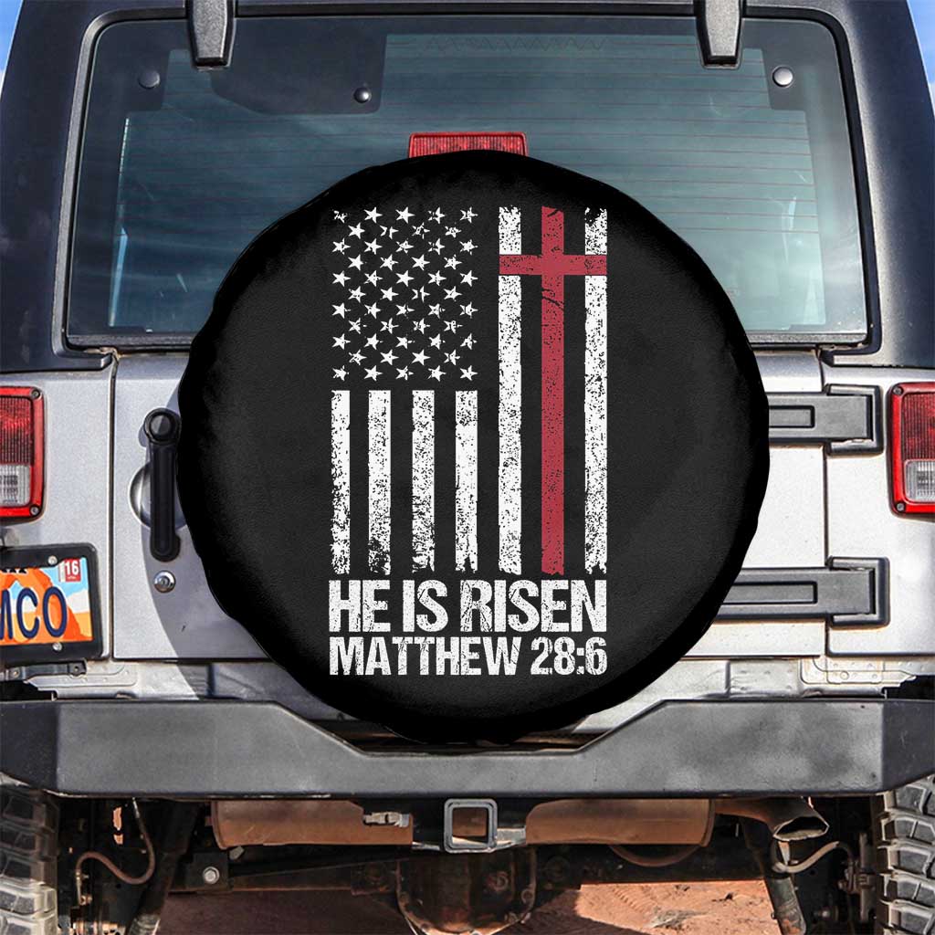 He Is Rise Spare Tire Cover Christian American Flag Easter Bible Verse