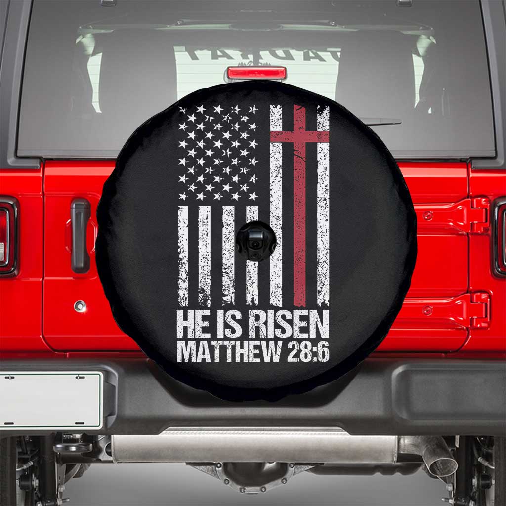 He Is Rise Spare Tire Cover Christian American Flag Easter Bible Verse