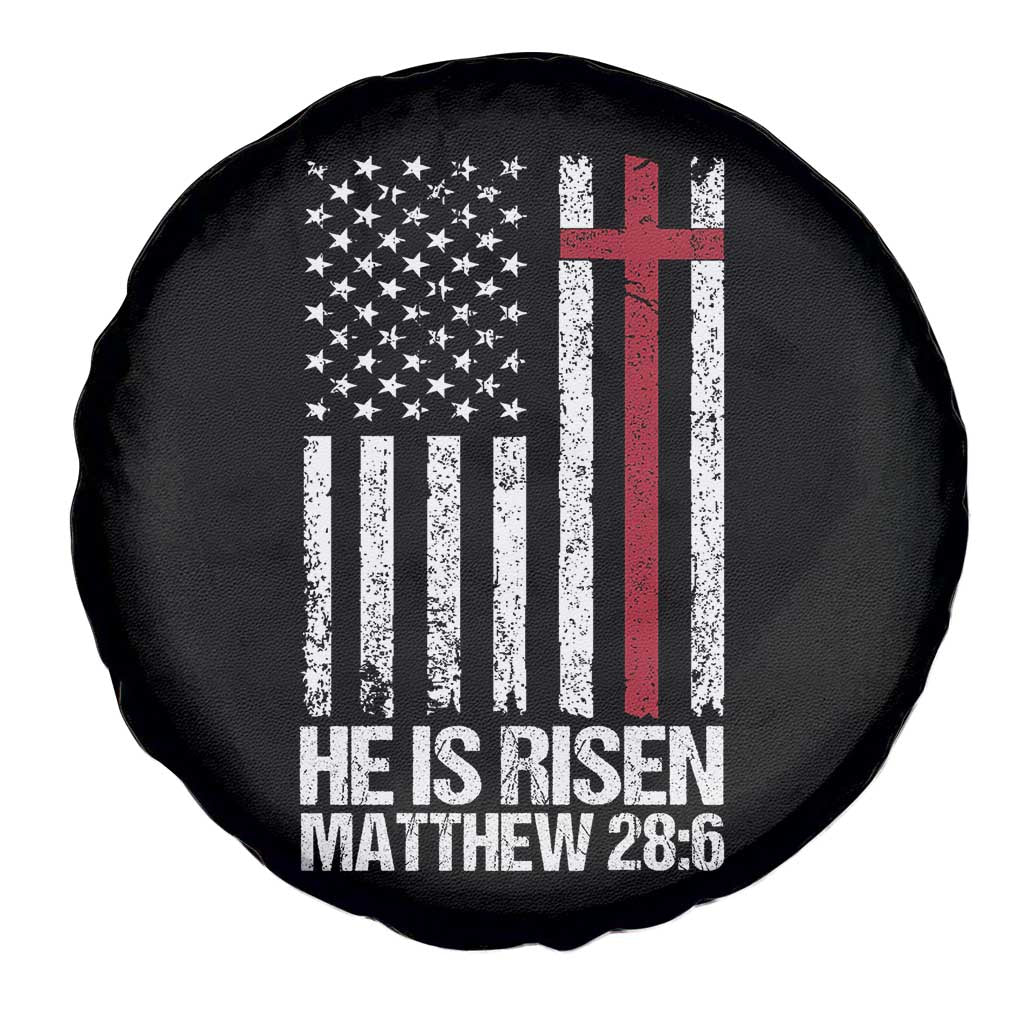 He Is Rise Spare Tire Cover Christian American Flag Easter Bible Verse