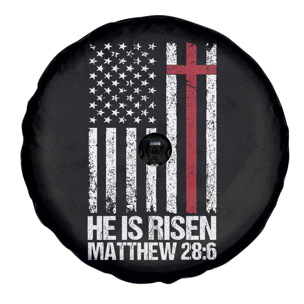 He Is Rise Spare Tire Cover Christian American Flag Easter Bible Verse