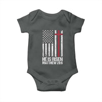 He Is Rise Baby Onesie Christian American Flag Easter Bible Verse