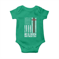 He Is Rise Baby Onesie Christian American Flag Easter Bible Verse