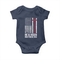 He Is Rise Baby Onesie Christian American Flag Easter Bible Verse