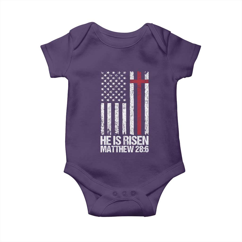 He Is Rise Baby Onesie Christian American Flag Easter Bible Verse